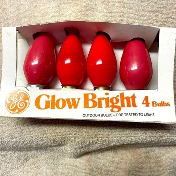 20 RARE VINTAGE General Electric red fluted outdoor replacement bulbs - Picture 1 of 4